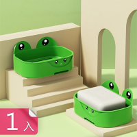【荷生活】衛浴免釘可瀝水青蛙造型肥皂盒 環保PP雙層可拆青蛙香皂盒-1入組
