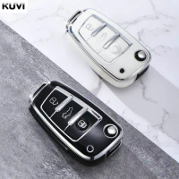 Plating HOT TPU Car Flip Key Case Cover For Audi A1 A3 A4 8P 8L 8V A5 B6 B7 A6 A7 C5 C6 Q3 Q5 Q7 4F S3 S4 S6 RS3 TT Shell Fob