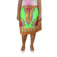2018 JAVA WAX Dashiki Woman Skirts Vintage Pleated Boho Skirt Kee-Length Midi Saias Jupe Femme Dashiki African Print Skirts