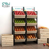 水果貨架展示架 超市果蔬架 水果店貨架蔬菜展示櫃鋼木置物架紅酒架移動蛋糕櫃生鮮超市果蔬架『XY37173』