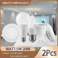 2PCS Led Spotlight GU10 MR16 AC100-240V 8W Downlight Bulb E27 E14 Spot GU5.3 GU10 Lamp Lighting Indoor Home Decoration Bombillas