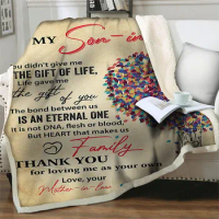 To My Son From Mom Letter Print Bedspreads Family Gifts Plush Throw Blankets For Beds Sofa Soft Warm Fluffy Home Quilt Nap Cover