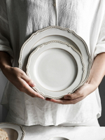 白色盤子高級儀式感餐具陶瓷菜盤魚家用輕奢盤子碗網紅大餐盤深盤