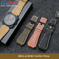 Genuine Leather Watchbands Men's Wristband For Bell &amp; Ross B&amp;R BR-01 BR-03 Strap High Quality Wrist Convex Belt Bracelet + Tool