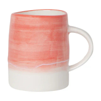 【NOW】裂紋瓷製馬克杯 珊瑚紅340ml(水杯 茶杯 咖啡杯)