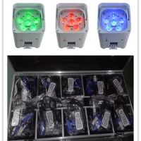 20pcs 6x18W RGBWA+UV 6in1 Hex LED Battery Powered Wireless DMX512 led dmx slim par light With Charging Flight Case