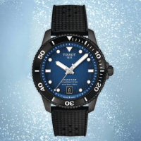 【TISSOT 天梭】Seastar 海星系列潛水錶 機械錶 中性錶 送行動電源 畢業禮物(T1208073704100)