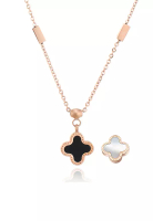 CELOVIS Adele幸運四葉草黑白吊墜花式項鍊