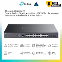 TP-Link SG3428XMPP Omada 24-Port Gigabit and 4-Port 10GE SFP+ L2+ Managed Switch with 16-Port PoE+ a