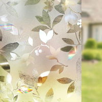 3D Static Cling Window Film, Semi-Transparent, Tree Leaves, Decorative Privacy Film, Etched Glass, Window Film, Clearance Sales