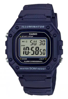 CASIO Casio Digital Jam Tangan Hitam Strap Karet Biru W-218H-2A Original