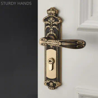 European Pure Copper Door Lock Bedroom Door Handle Lockset Silent Security Hardware Lock High Grade Door Knob with Lock and Key