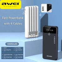 Awei 4 in 1 20000mAh/10000mAh Portable Powerbank External Battery Fast Safe Charger Detachable Power Bank for Phone павербанк
