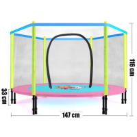 Upgrade 55 Inch Foldable Trampoline with Warm Blanket, Fitness Trampoline with Safety Enclosure Net &amp; Spring Pad