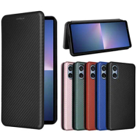 For Sony Xperia 5V 2023 Cover Luxury Flip Carbon Fiber Skin Magnetic Adsorption Case For Sony Xperia 5 V 2023 Phone Bags