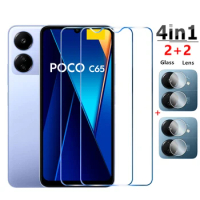4IN1 Tempered Glass for POCO C65 C40 M6 M5 M4 M3 Screen Protector for POCO F5 F4 F3 X6 X5 X4 X3 GT Pro 5G Protective Lens Film