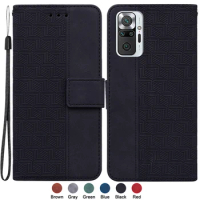 For Xiaomi Redmi Note 10 Note10 Pro Case for Xiaomi Redmi Note 10 5G Case Magnetic Geometric Textile Pattern Wallet Book Cover