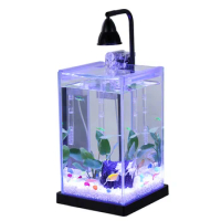 Ultra-white glass aquarium entrance set, small fish port ultra-white mini-term landscape with filter and LED bulb idea small tropical fish port silo heating filter inroom desk fish port entry set, small fish port with filter and LED bulb