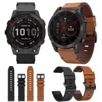 QuickFit 22mm 26mm Leather Strap For Garmin Fenix 7X 7 6X 6 Pro 5X Plus/EPIX/Tactix Delta Watch Band Watchband Accessories