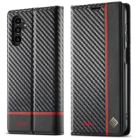 100pcs/lot For Samsung Galaxy A04S A54 A34 Book Style Card Slots Carbon Fiber Leather Case For Galaxy A35 5G A15 5G A14 A24