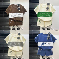 2-6 Years Infant Baby Boy 2PCS Set Cartoon Shark Short Sleeve Top+Solid Shorts Cute Sports Style Handsome Fashion Casual Outfits