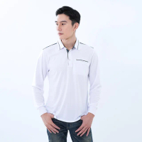 【遊遍天下】MIT台灣製男款抗UV防曬涼感吸濕排汗機能長袖POLO衫GL1017白色(L-3L)