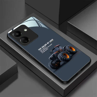 เคสโทรศัพท์กระจกนิรภัย, เข้ากันได้กับ Redmi Poco C65, Poco M6, 13C, เคสแข็งลายรถ
