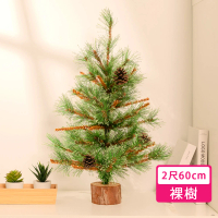 【摩達客】60cm高級開花黃枝松針原木底座聖誕樹裸樹/不含配件