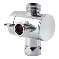 3-Way Connector T-Adapter Shower Head Shunt Diverter Valve Switch Adjustable Arm Mounted Diverter Valve Toilet Bidet Bathroom