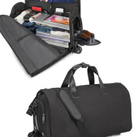 Foldable suit bag, garment travel bag with wheels waterproof large capacity multifunctional business trolley box, luxury weekend