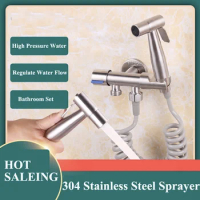 304 Stainless Steel Toilet Bidet Sprayer Bathroom Handheld Shower Set High Pressure Water Spray Bidet Set
