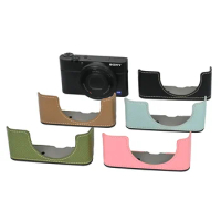 Camera Bag PU Leather Case Half Body Palm Print Base for Sony DSC-RX100 RX100II RX100III RX100 M3 M4 M5 M6 M7 Protective Cover