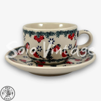 【SOLO 波蘭陶】Manufaktura 波蘭陶 200ML 咖啡杯盤組 紅腹鳥語系列