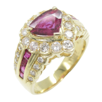 【二手名牌BRAND OFF】JEWELRY 無品牌珠寶 紅寶石 鑽石 18黃K金 戒指