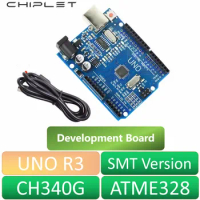 2Pcs Arduino Development Board UNO R3 SMT Version CH340G Arduino UNO R3 With USB Cable