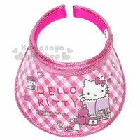 小禮堂 Hello Kitty 兒童鐳射光半罩遮陽帽《桃.格紋》防曬帽.鴨舌帽
