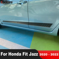 For Honda Fit Jazz 2020 2021 2022 Carbon Fiber Car Side Door Body Trim Door Stream Panel Molding Strip Exterior Accessories