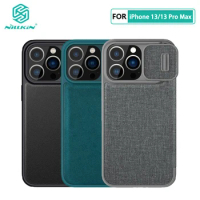 For iPhone 13 Pro Case Nillkin Qin Card Pocket Wallet Bag Leather + Cloth Pattern Flip Cover for Apple iPhone13 Pro Max