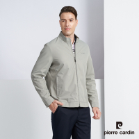 Pierre Cardin皮爾卡登 男款 休閒立領印暗條格紋保暖鋪棉外套-米色(5225761-47)