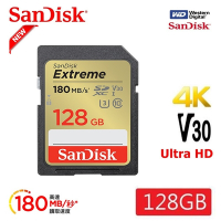 SanDisk 晟碟 [全新版 再升級] 128GB Extreme SDXC V30 記憶卡 (讀速180MB/s 原廠有限永久保固)