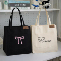 Túi tote vải canvas đeo vai đi học đi chơi thời trang hazin phong cách hàn quốc đựng sách vở laptop