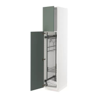 METOD 高櫃附清潔用品收納架, 白色/bodarp 灰綠色, 40x60x200 公分