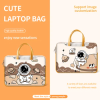 DIY PU Laptop Bag Multifunction Laptop Sleeve Astronaut Cartoon Carrying Bag13"14"15"17"Case For Macbook/HP/Asus/Acer/Lenovo Bag