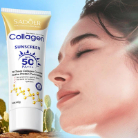 SADOER Pelindung matahari SPF50+ kolagen dengan perlindungan UV, 40 g (B7J9)