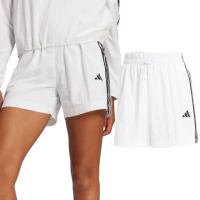 【adidas 愛迪達】W 3S WV SHO 女款 白色 三葉草 愛迪達 寬鬆 高腰 運動 休閒 短褲 JE1310