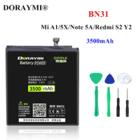 DORAYMI BN31 Replacement Battery For Xiaomi Mi 5X Mi5X A1 MiA1 Redmi Note 5A Redmi Y1 Lite S2 Y2 Phone Batteries 3080mAh