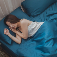 Life素色系列-蔚藍 S2單人床包雙人薄被套三件組 100%精梳棉(60支) 台灣製 棉床本舖