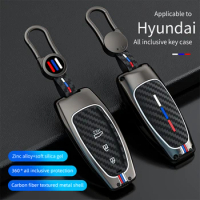 Zinc Alloy Car Key Case Cover for Hyundai Santa Fe Tucson 2022 NEXO NX4 Atos Prime Solaris 2021 4 5 Button Auto Accessories