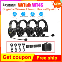 Saramonic WiTalk WT4S Duplex Intercom Headsets Communication Wireless Headset Microphone System for Marine Sport Coaches