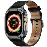 Compatible With Apple Watch S8/7/6/5/4 Small Square Metal Case Integrated Belt 40/41/44/45/49mmwatch Band